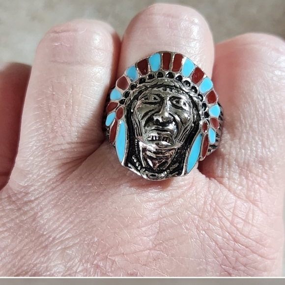 COPY - Stainless steel Native American Chief Ring Size 7 - 15 available - Picture 7 of 8